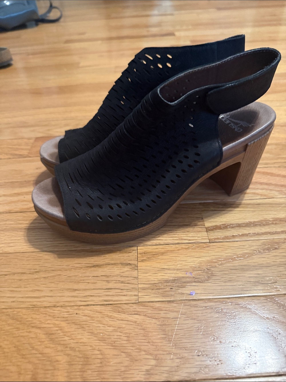 Dansko Black Perforated Open-Toe Block Heel Sandals
